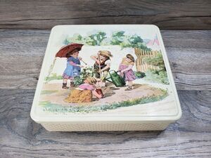 Vintage Massilly France Tin Box Children Gardening French Decor Storage